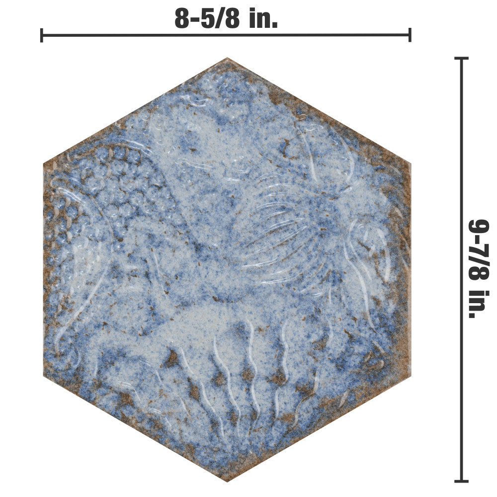 Gaudi React Hex Marina 8-5/8 in. x 9-7/8 in. Porcelain Floor and Wall Tile