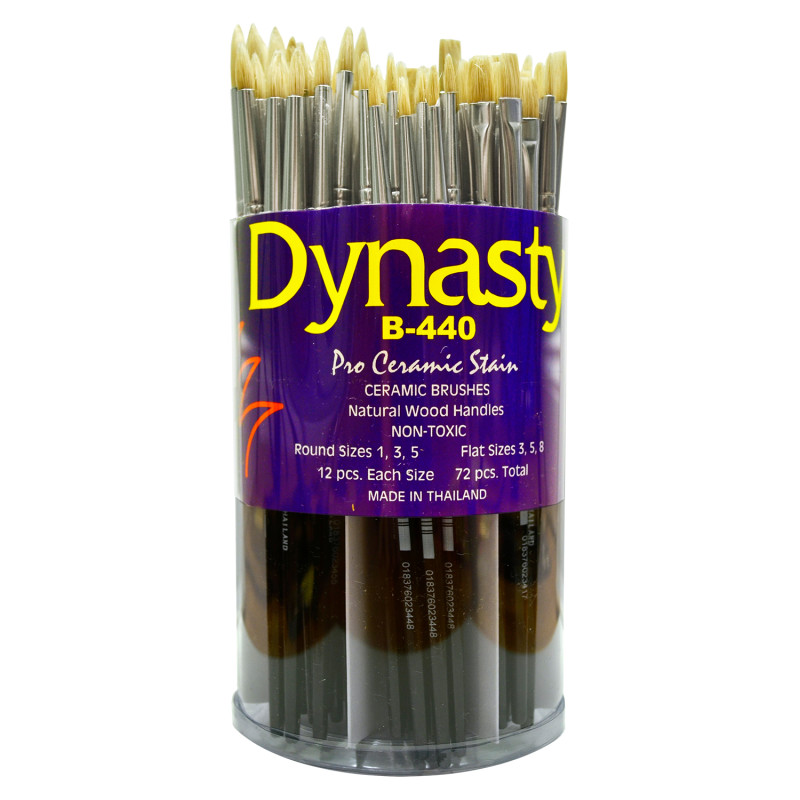 White Bristle Round and Flat Brush Canister, 72 Brushes