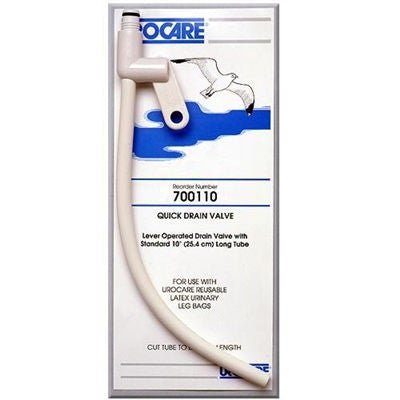 Urocare® Quick Drain Valve™ Drain Tube for use w/ Leg Bags & Male Urinal Sheaths