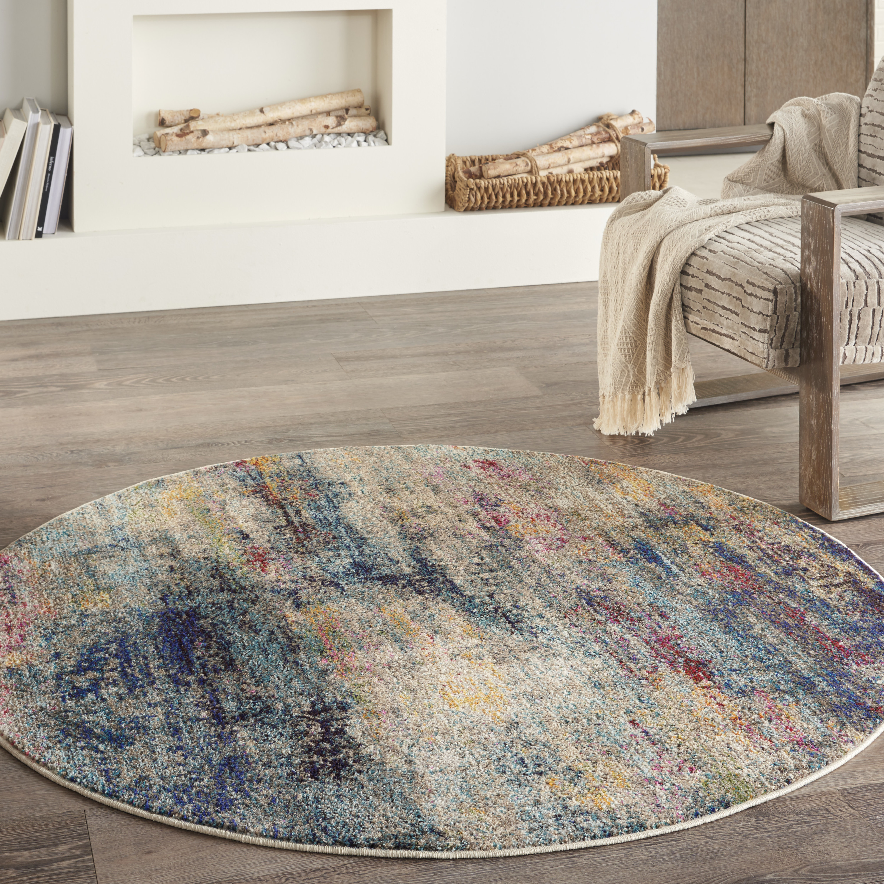Nourison Celestial 5'3" x Round Multicolor Modern Indoor Rug