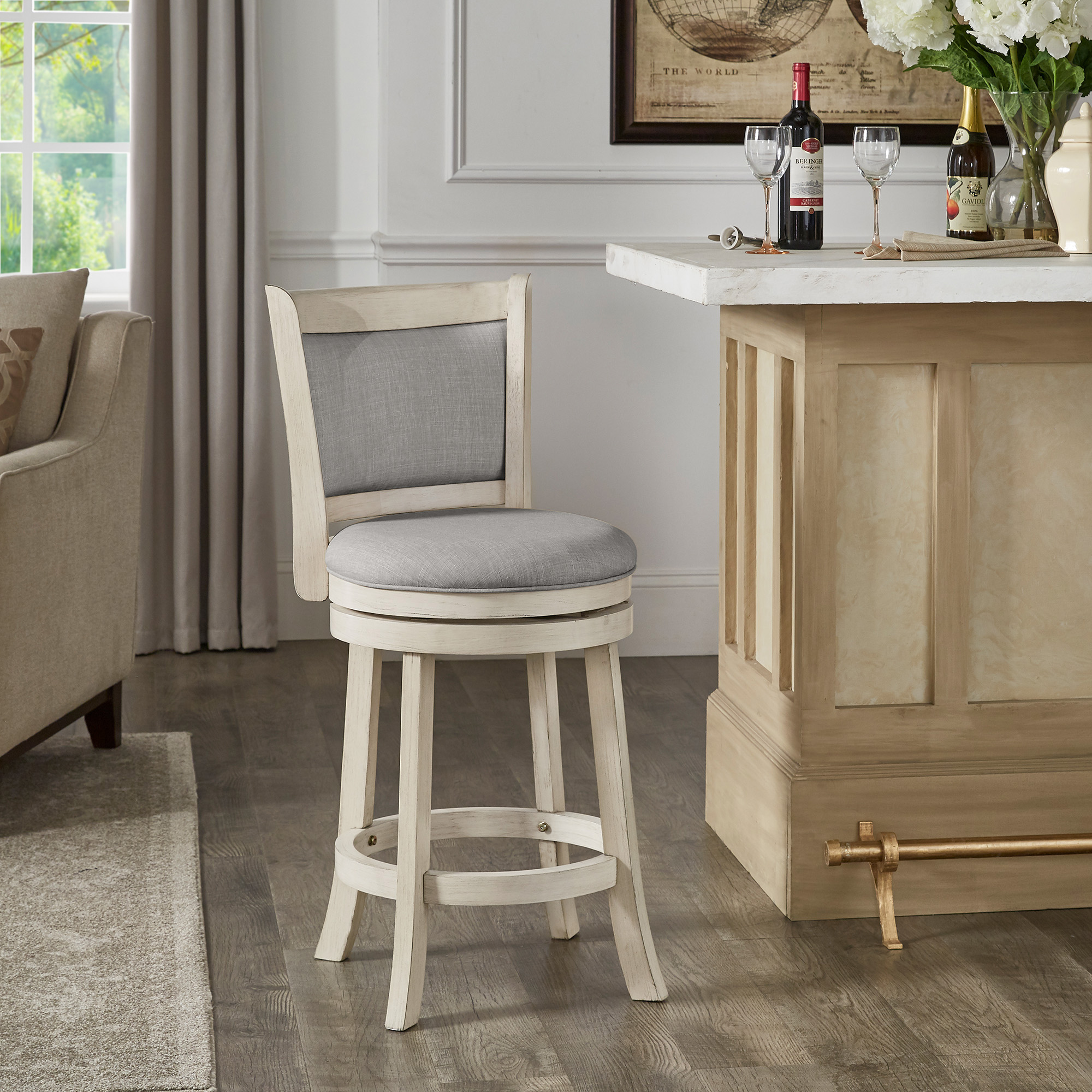 Upholstered Back Swivel Stool