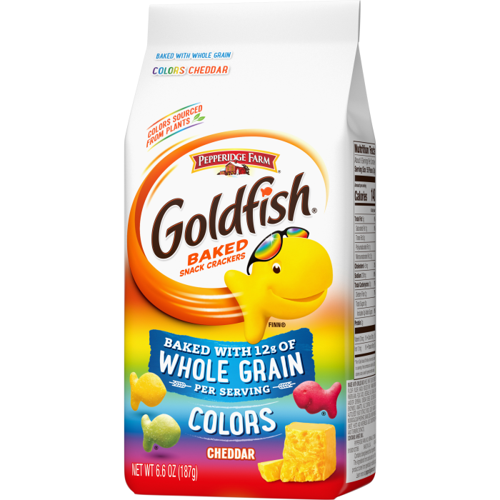 Goldfish® Colors Cheddar Baked with Whole Grain, 6.6 oz, bag - Right Angle Image