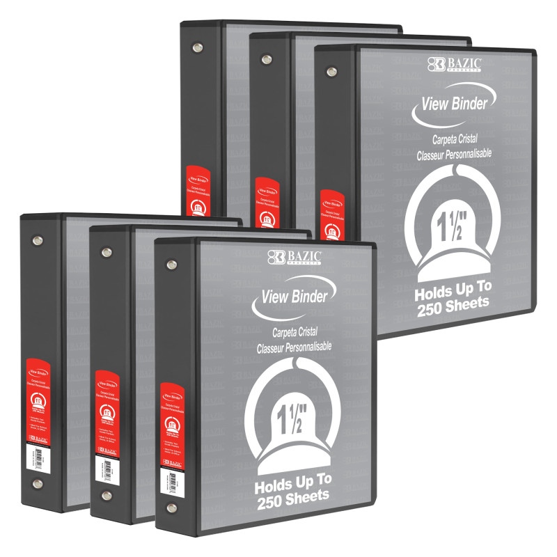 3-Ring+View+Binder+with+2+Pockets%2C+1.5%22%2C+Black%2C+Pack+of+6