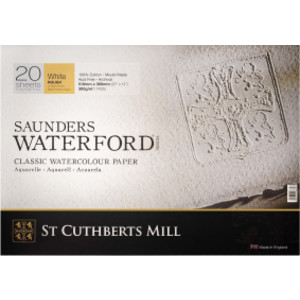 Saunders Waterford Watercolor Block, Rough, White, 140lb/300gsm, 20 Sheet, 20x14 inch, 1 Count