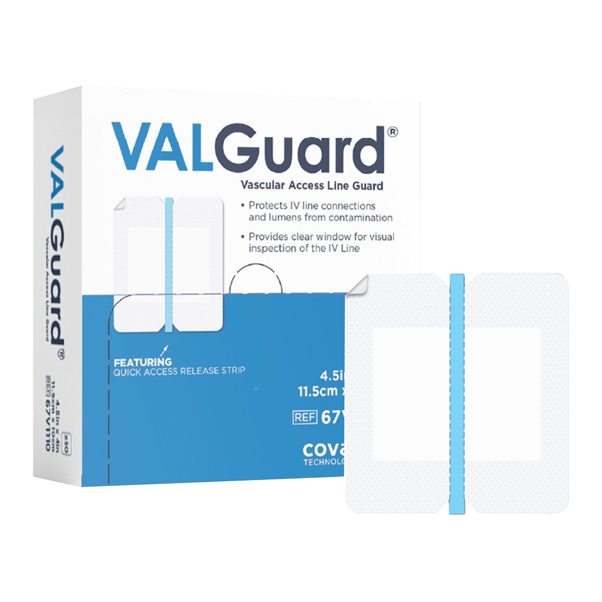 Covalon Technologies Inc DRESSING, IV CONN/PROT VALGUARD CLR 4X4.5" (50/BX)