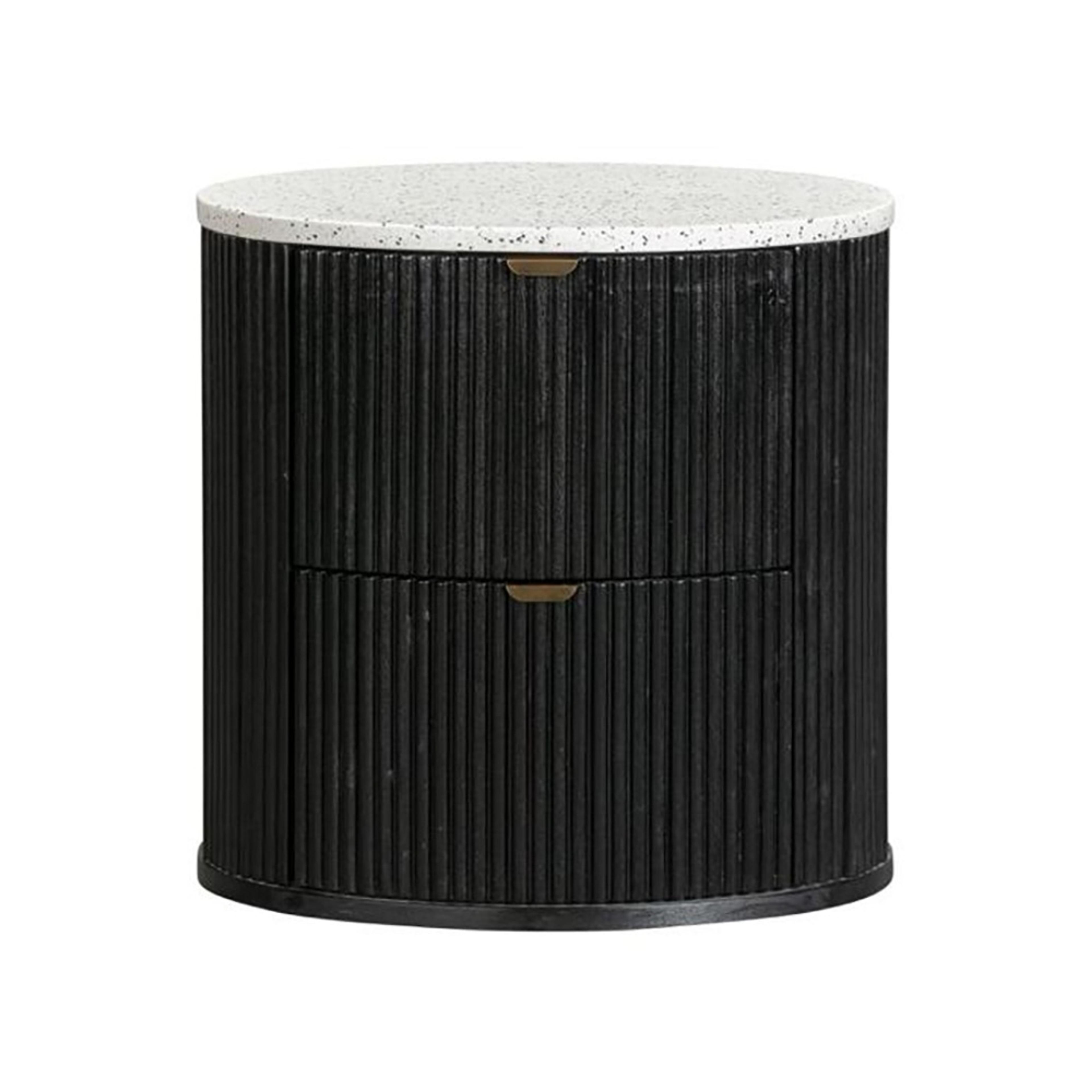 Product image of the  Razzo Bedside Table (2 Drawer), Black from Forty Winks