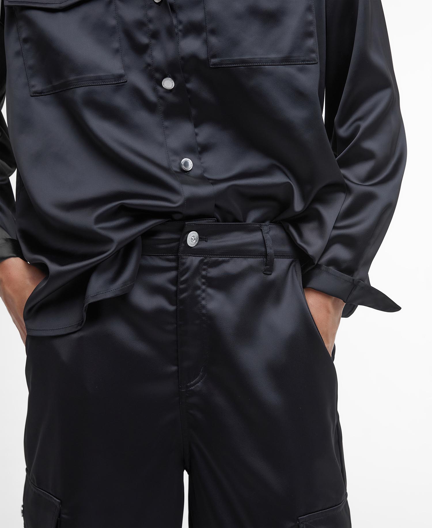 Kaylee Satin Cargo Trousers image number 3