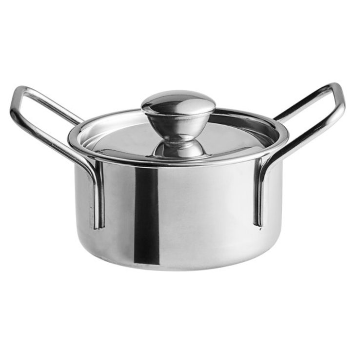 7.5-ounce Mini Round Stainless Steel Casserole Dish with Handles and Lid