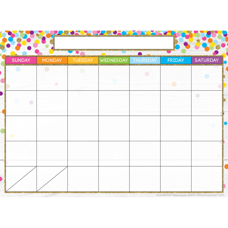 Smart Poly® Single Sided PosterMat Pals® Space Savers, Calendar Confetti Style, 13" x 9.5"