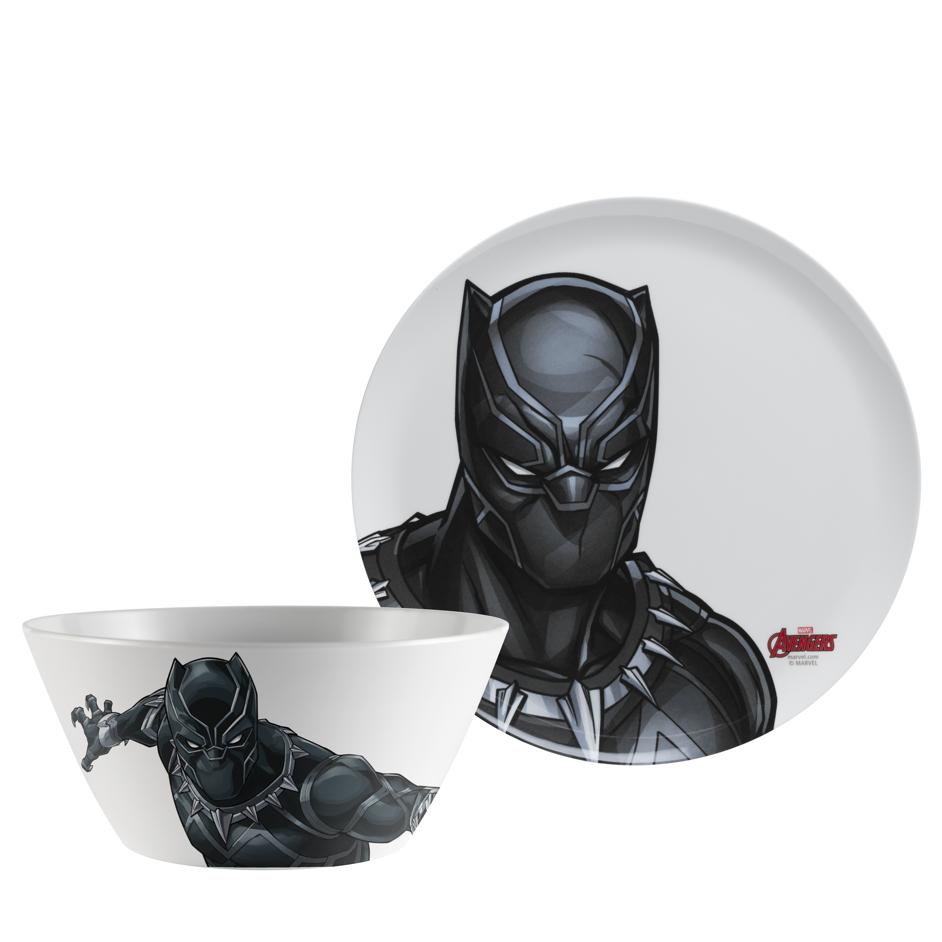 Marvel Comics Dinnerware Set, Black Panther & The Avengers, 2-piece set
