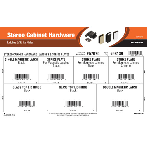 Stereo Cabinet Hardware Assortment (Latches & Strike Plates)