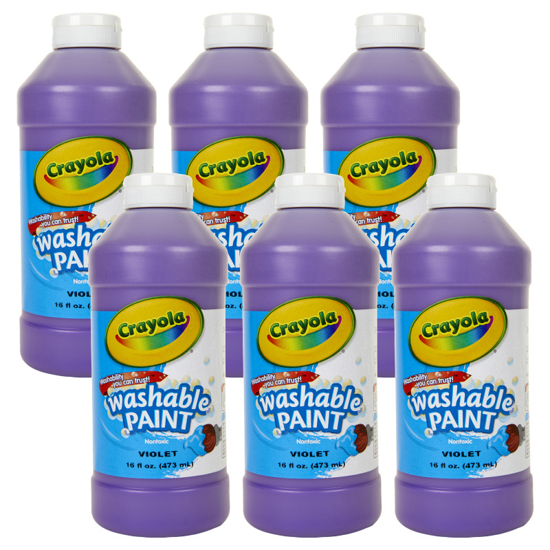 Washable Paint, Violet, 16 oz. Bottles, Pack of 6