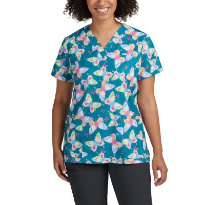 White Cross Women&#8216;s 3-Pocket V-Neck Scrub Top-White Cross