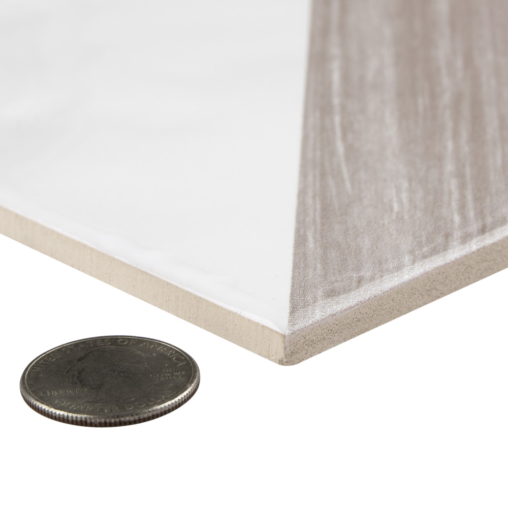 Triangle Rustique Glossy Taupe 5-3/4 in. x 5-3/4 in. Ceramic Wall Tile