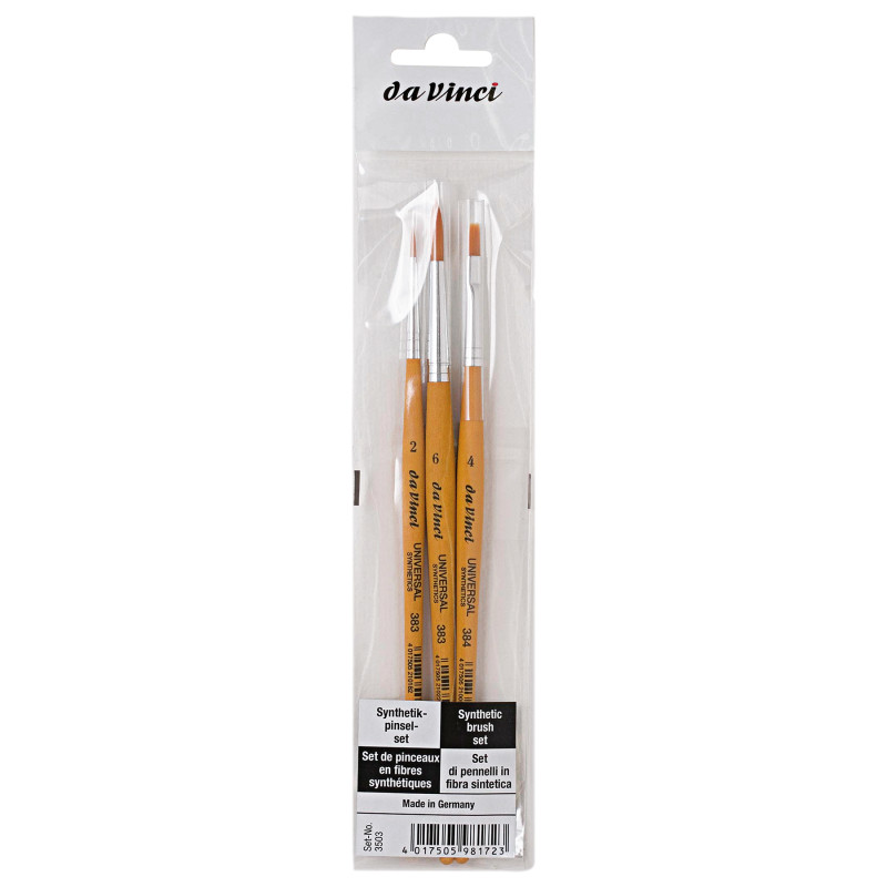 UNIVERSAL School Brushes, Synthetic, All Paint Types, Assorted, 3 Brush Set