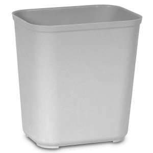 Rubbermaid Commercial, Fire Resistant, 7 gal, Resin, Gray, Rectangle, Receptacle