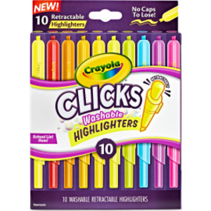 Clicks Retractable Washable Highlighters, 8 Count