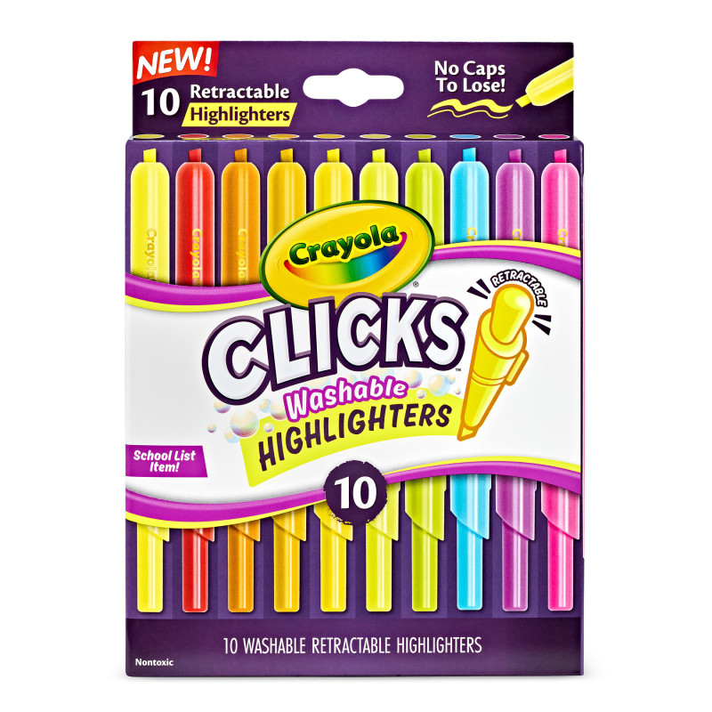 Clicks Retractable Washable Highlighters, 8 Count