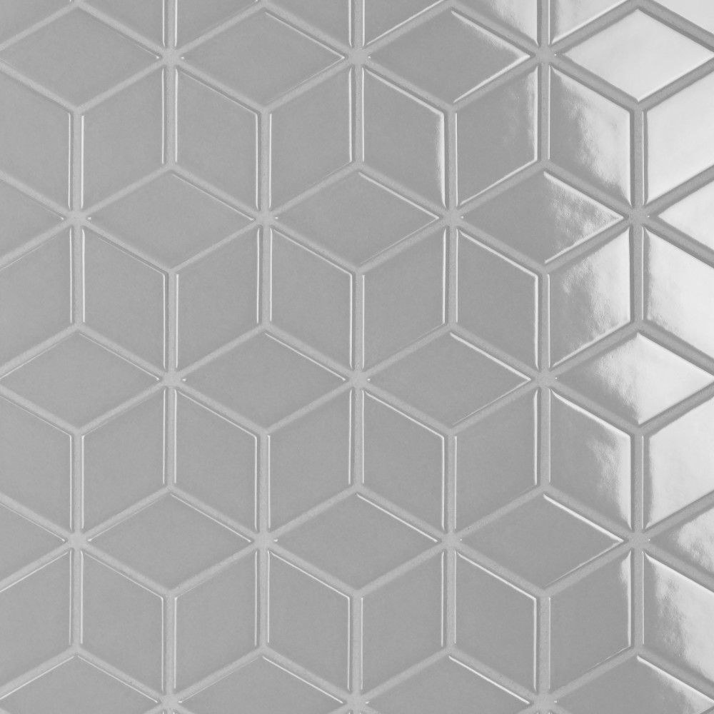 Metro Rhombus Glossy Light Grey 10-1/2 in. x 12-1/8 in. Porcelain Mosaic Tile