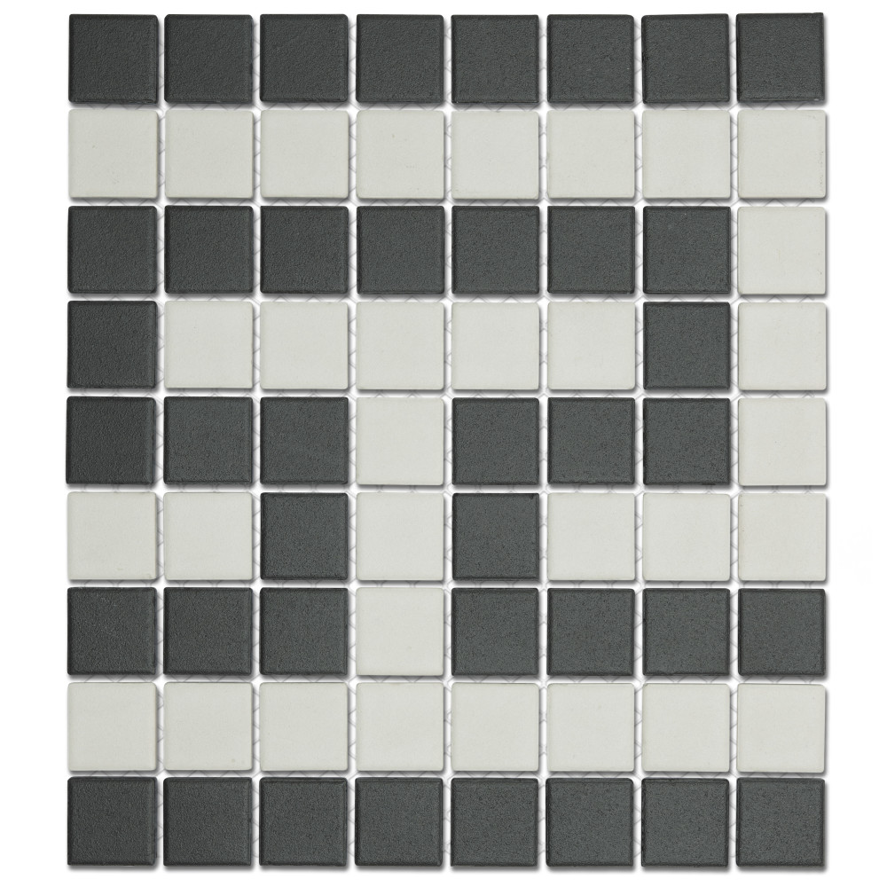 Gotham 1″ Greek T Border Unglazed Black and White 7-3/4 in. x 8-3/4 in. Porcelain Mosaic Tile