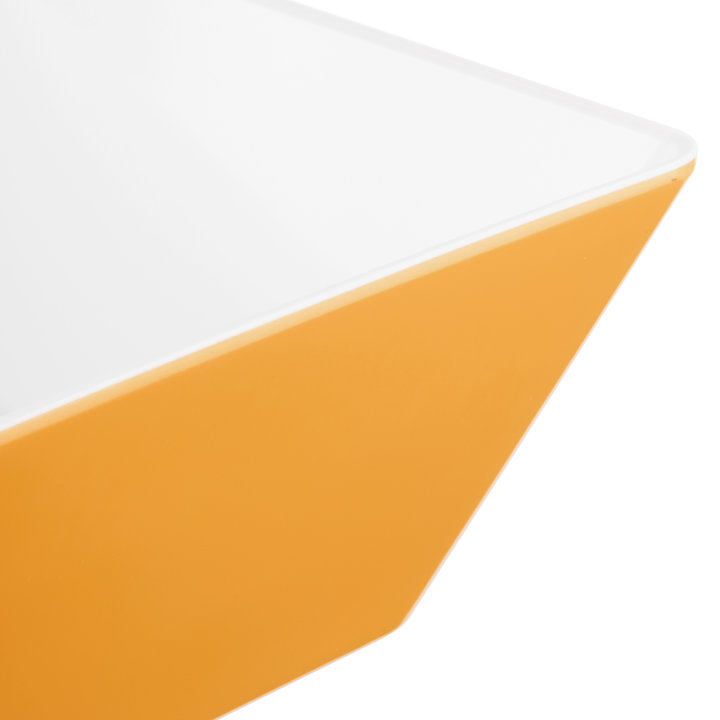 Large square melamine cubic display bowl in yellow
