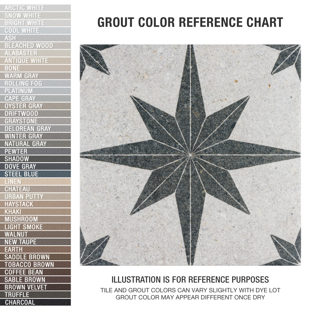 Compass Star White Stone 8 in. x 8 in. Porcelain Floor and Wall Tile