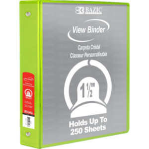 3-Ring View Binder with 2 Pockets, 1.5", Lime Green