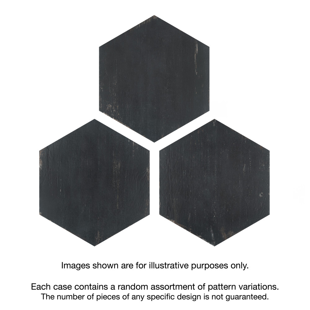 Retro Hex Nero 14-1/8 in. x 16-1/4 in. Porcelain Floor and Wall Tile