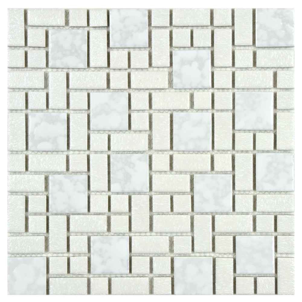University White 11-3/4 in. x 11-3/4 in. Porcelain Mosaic Tile