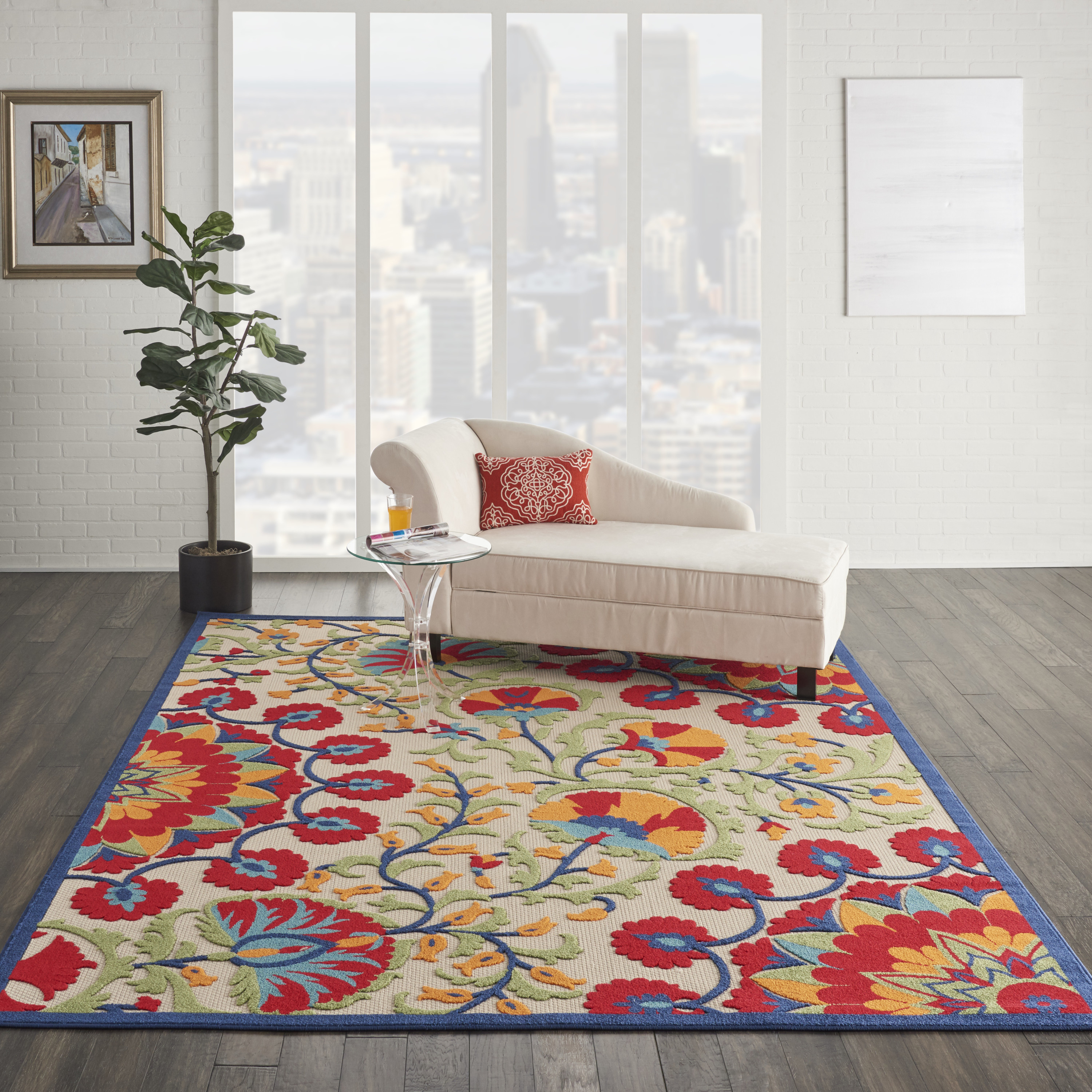 Nourison Aloha 6' x 9' Red Multicolor Transitional Rug