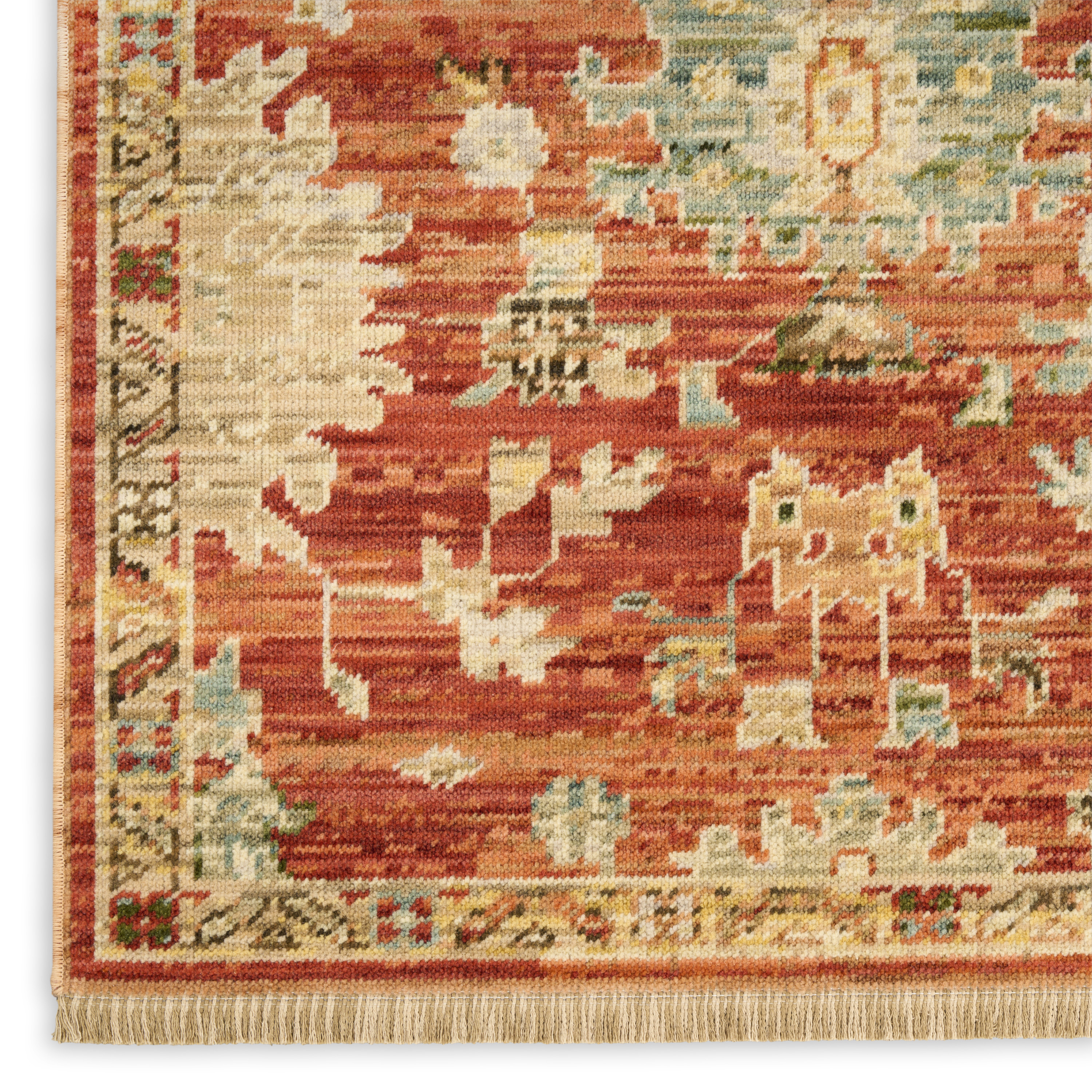 Nourison Antique Bloom 5'6" x 8'6" Brick Vintage Indoor Rug