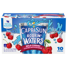 Capri Sun Roarin' Waters Wild Cherry Waterfall Naturally Flavored Water Beverage, 10 ct Box, 6 fl oz Drink Pouches