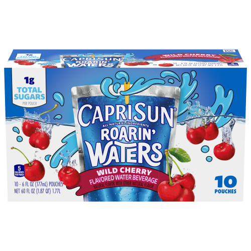 Capri Sun Roarin' Waters Wild Cherry Naturally Flavored Water Beverage, 10 ct Box, 6 fl oz Drink Pouches Image