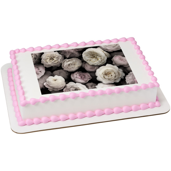 Black & White Floral PhotoCake® Edible Image®
