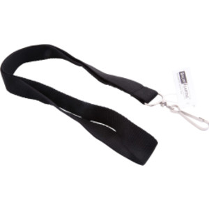 Recycled PET Lanyard, Flat Style, J Hook, Black