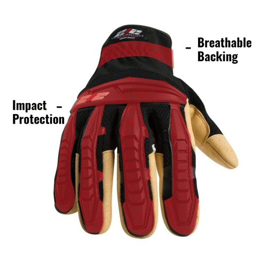 Impact Speedcuff Cut Resistant Work Glove (EN Level 5) IMPC5R-05 showing Breathable Backing and Impact Protection
