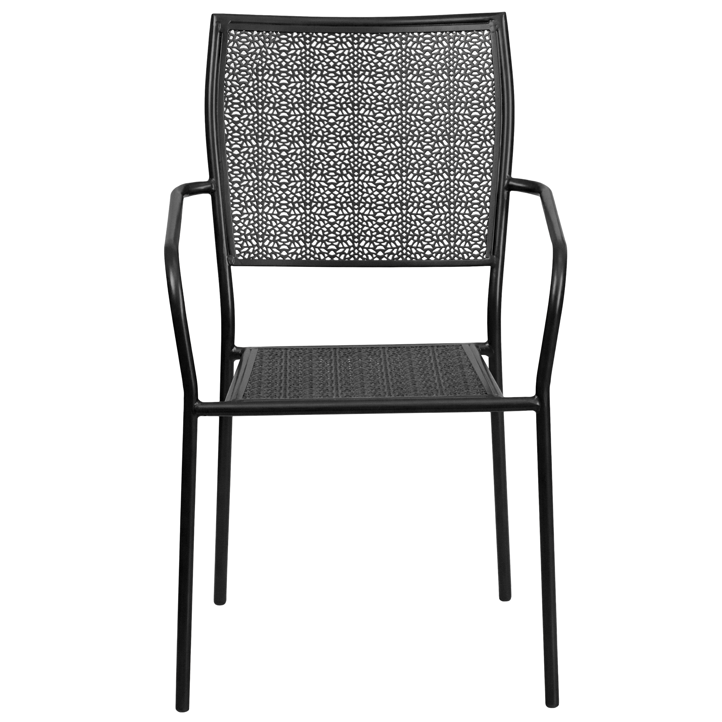 Commercial Grade Sky Blue Indoor-Outdoor Steel Patio Arm Chair with Square Back - Picture 46 of 61