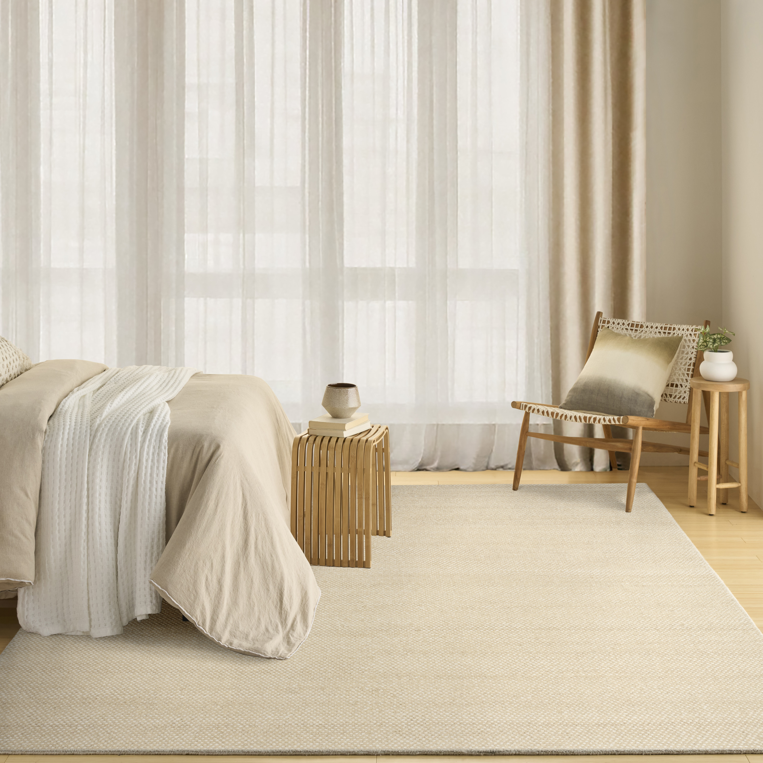 DKNY Pure Rows 8' x 10' Ivory Beige Farmhouse Indoor Rug