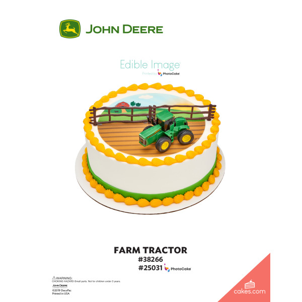 John Deere Farm Tractor The Magic of Cakes® PhotoCake® Enhanced Round Background Page