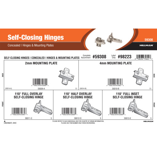Self-Closing Hinges Assortment (Concealed Hinges & Mounting Plates)