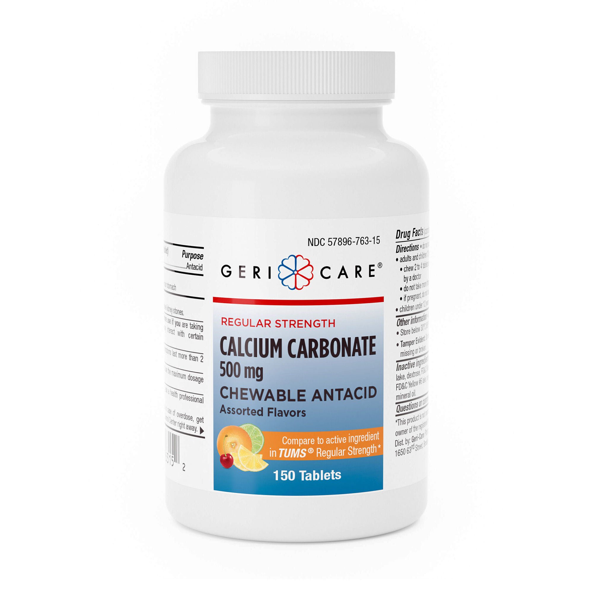 Geri-Care CALCIUM CARBONATE, TAB CHEW 500MG (24BT/CS)