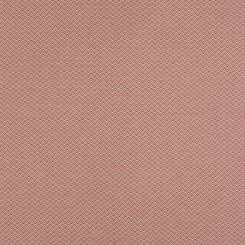 Curtain panels of red-and-white chevron-woven fabric, closed with a faint vertical seam; tight zigzag pattern fills the frame on a flat, evenly lit indoor surface.