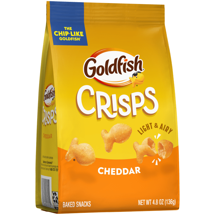 Goldfish® Cheddar Baked Snacks, 4.8 oz, bag - Left Angle Image
