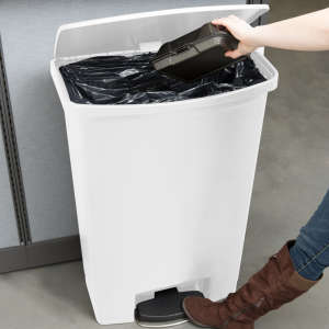 Rubbermaid Commercial, Streamline, Step-On, 24 gal, Resin, White, Rectangle, Receptacle