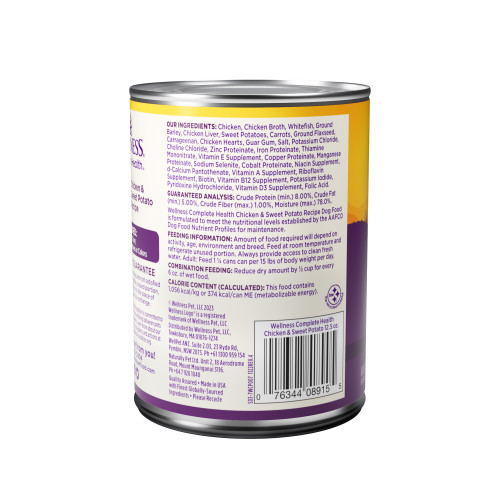 Wellness Complete Health Paté Chicken & Sweet Potato back packaging