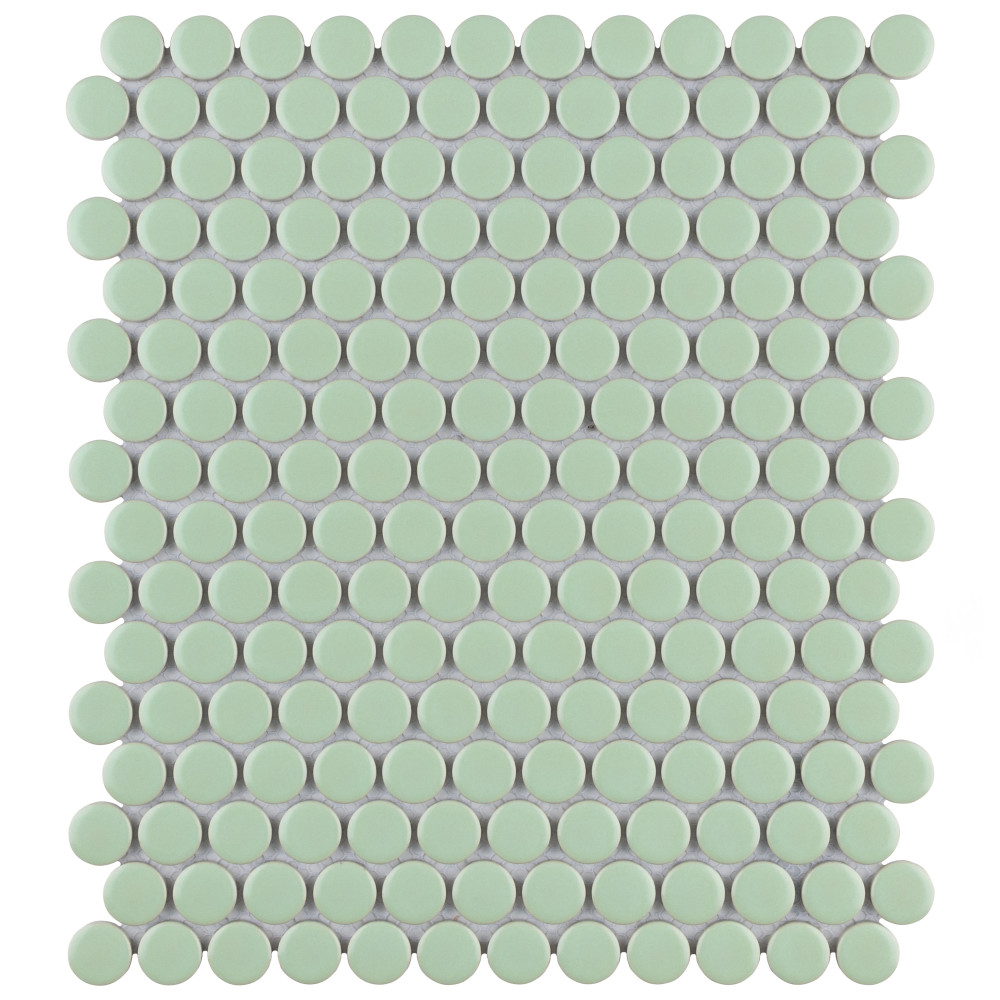 Sample – Metro Penny Matte Light Green Porcelain Mosaic Tile