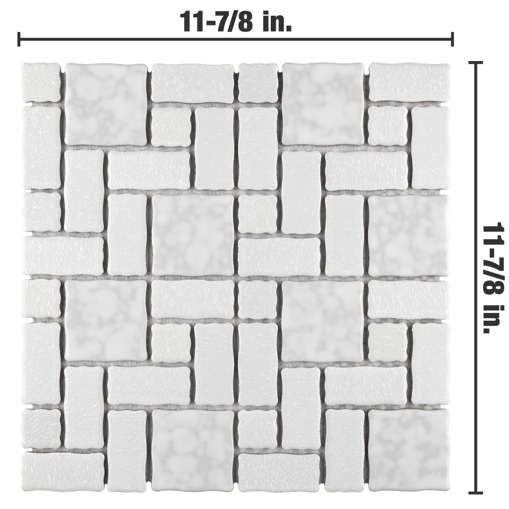 Academy White 11-7/8 in. x 11-7/8 in. Porcelain Mosaic Tile