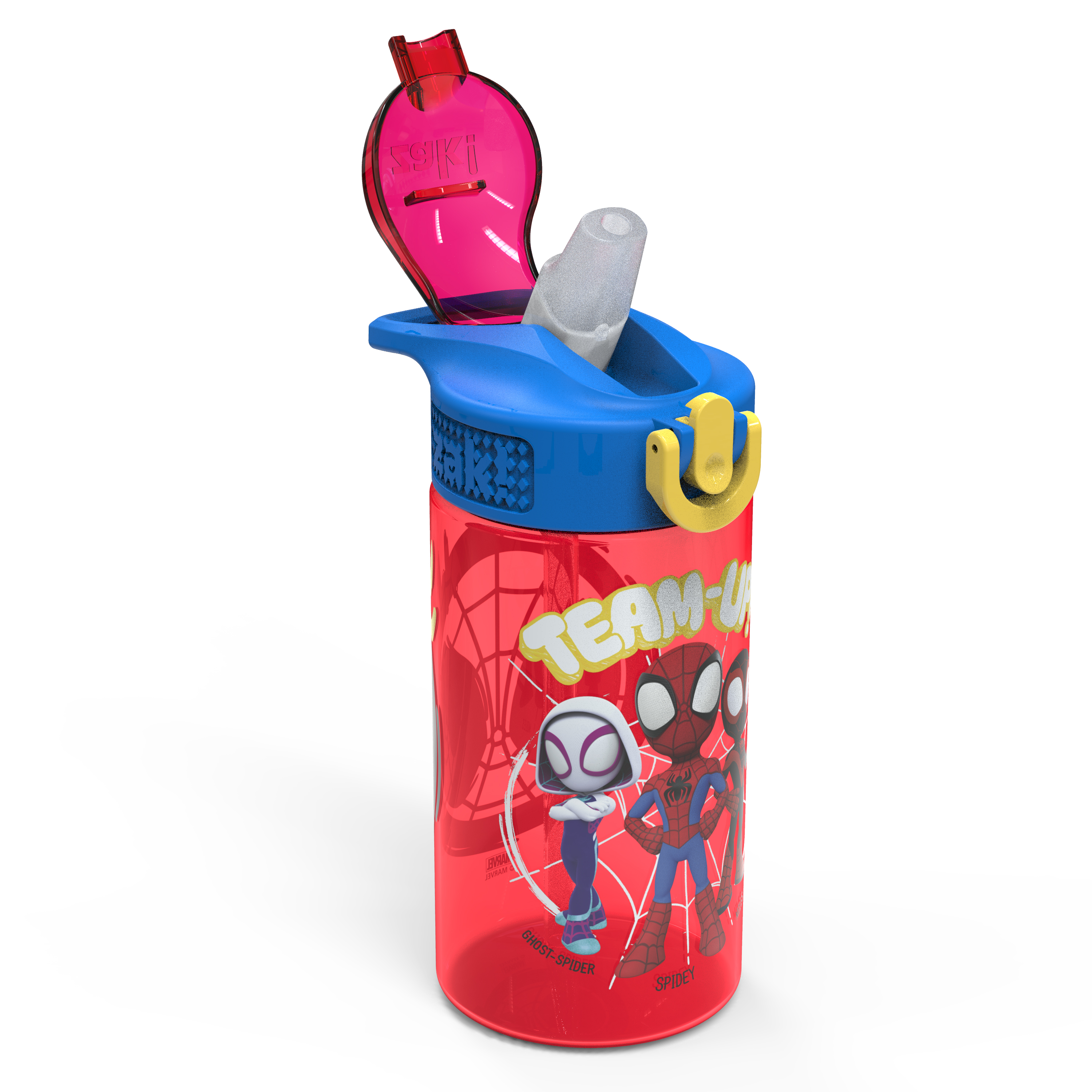 Spider-Man and His Amazing Friends 16 ounce Reusable Plastic Water Bottle with Straw, Spider-Friends, 2-piece set slideshow image 6