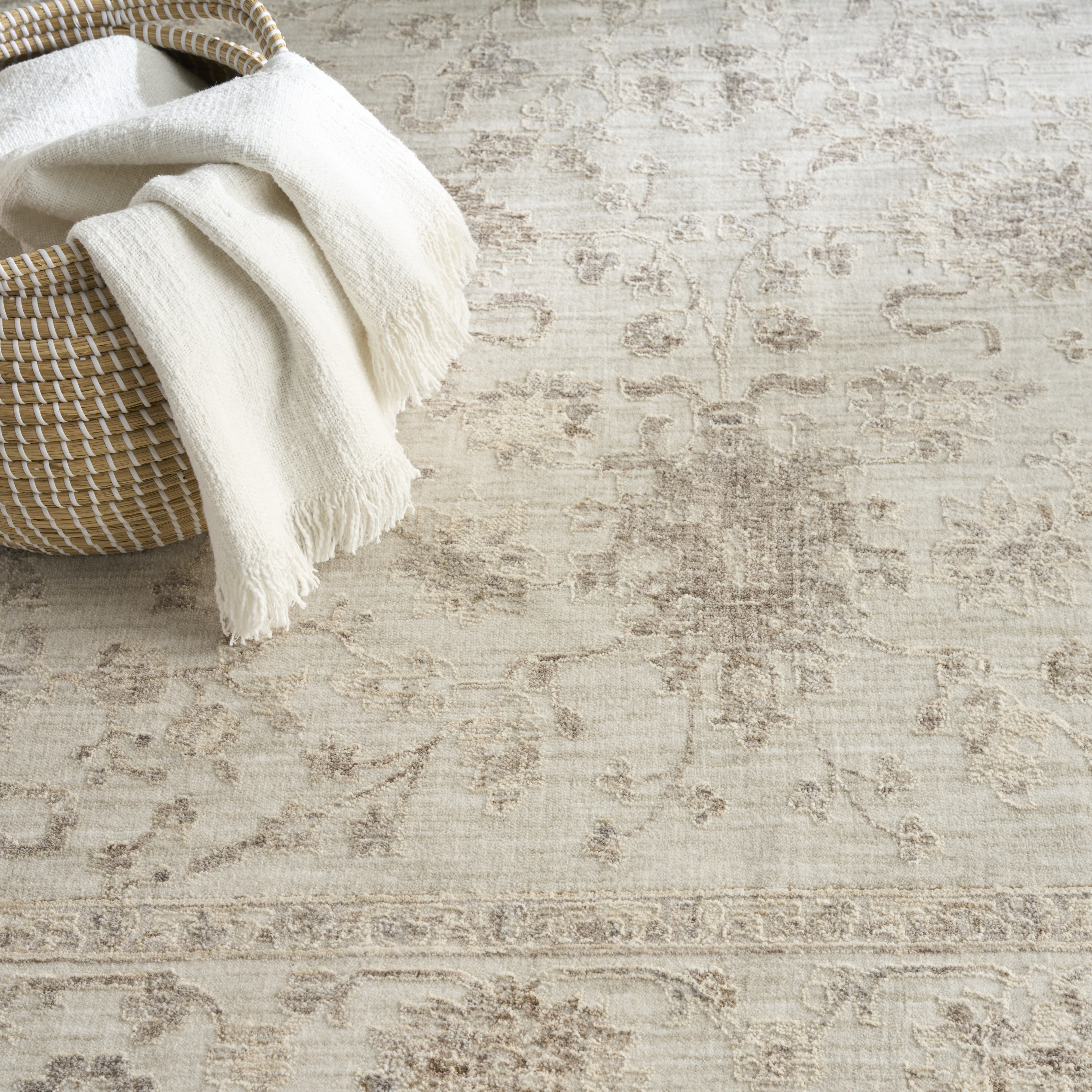 Nourison Shadows 7'10" x 9'10" Ivory Vintage Indoor Rug