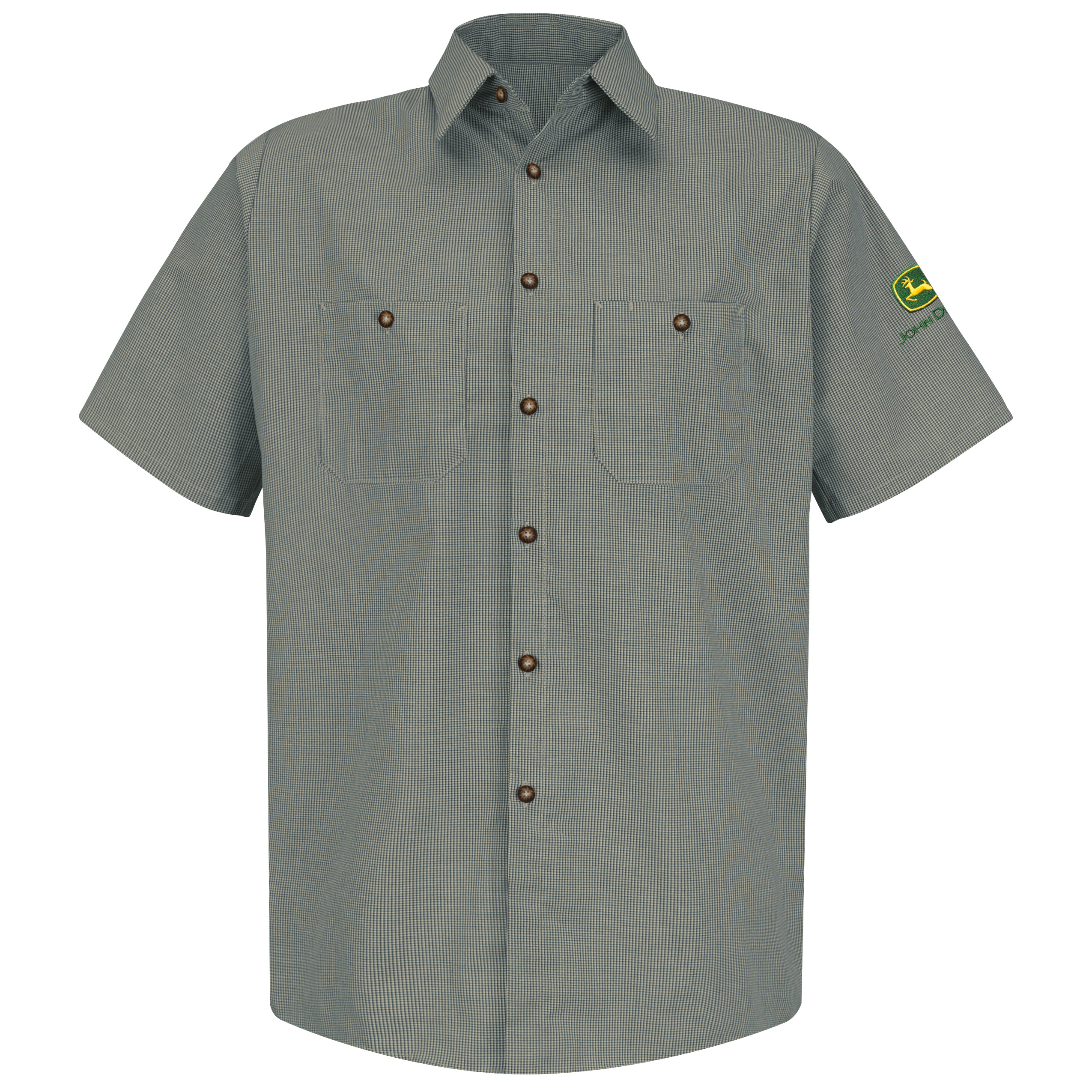 Men‘s Short Sleeve Microcheck Uniform Shirt-Red Kap